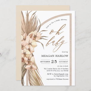 Boho Pampas Grass Oh Baby shower Kaart