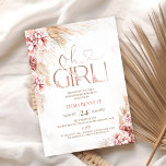 Boho Pampas Grass Oh Girl Baby shower Invitation<br><div class="desc">Boho Pampas Grass Oh Girl Baby shower Invitation douce boho floral fille's baby shower invitation avec une tête de feuille d'or faux rose et divers arrangements floraux secs dans les tons blush et naturels et avec l'herbe de pampas. Idéal pour quelqu'un à la recherche d'une invitation baby shower de bébé...</div>