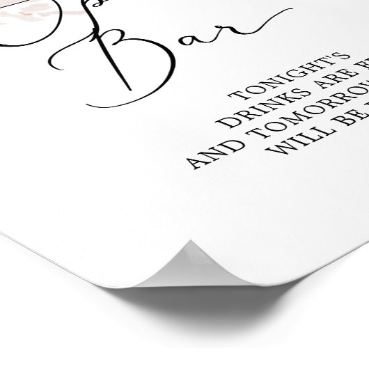 Boho Pampas Grass Open Bar Sign Poster (Hoek)