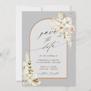 Boho Pampas Grass Orchid Gray Weduwfoto Save The Date