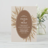 Boho Pampas Grass Ovaal Lijst Huwelijksuitnodiging Kaart (Staand voorkant)
