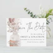 Boho Pampas Grass Overlay QR Code Weddenschap Save The Date (Staand voorkant)