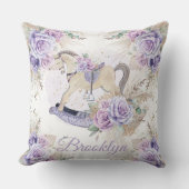 Boho Pampas Grass Paarse Bloemen Rocking Horse Kussen (Voorkant)