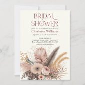 Boho Pampas Grass Photo nuptiale Douche Invitation (Devant)