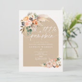 Boho Pampas Grass Pompoen Baby shower gedempte ton Kaart (Staand voorkant)