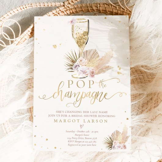 Boho Pampas Grass Pop het Vrijgezellenfeest Champa Kaart