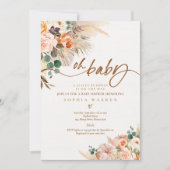 Boho Pampas Grass Pumpkin Baby shower Terracotta Kaart (Voorkant)