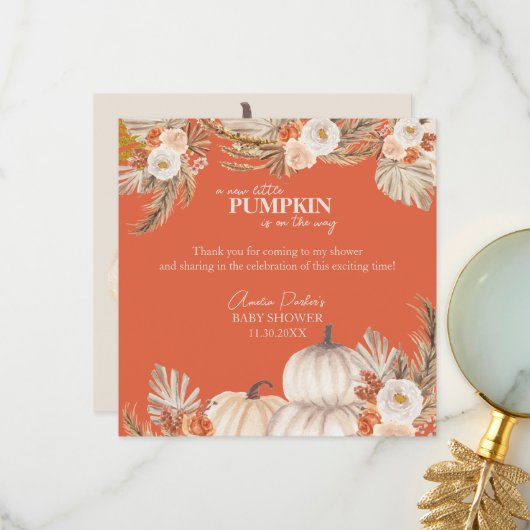 Boho Pampas Grass Pumpkin Bedankkaart (Voorkant / Achterkant in situ)