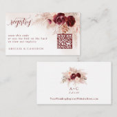 Boho Pampas Grass QR Code Registry Informatiekaartje (Voorkant / Achterkant)