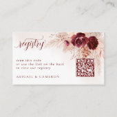 Boho Pampas Grass QR Code Registry Informatiekaartje (Voorkant)