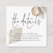 Boho Pampas Grass QR Code Weddenschap Details Informatiekaartje (Voorkant)