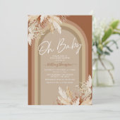 Boho Pampas Grass Rainbow Baby shower Invitation (Debout devant)