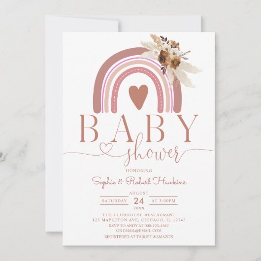 Boho Pampas Grass Rainbow Baby shower Kaart (Voorkant)