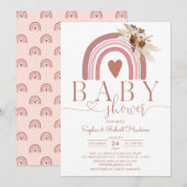 Boho Pampas Grass Rainbow Baby shower Kaart (Voorkant / Achterkant)