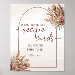 Boho Pampas Grass Recept Kaarten teken Poster