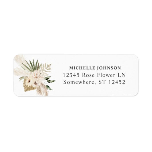 Boho Pampas Grass Return Address Label (Voorkant)