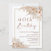 Boho Pampas Grass Roos Gold Lijst Birthday Kaart (Voorkant)