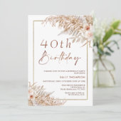 Boho Pampas Grass Roos Gold Lijst Birthday Kaart (Staand voorkant)