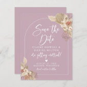 Boho Pampas Grass Rose Pâle Save The Date (Devant / Derrière)