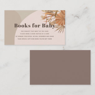 Boho Pampas Grass Roze Baby shower Boeken voor Bab Informatiekaartje