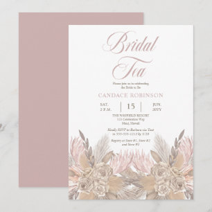 Boho Pampas Grass  Rozen Neutrale bridale theelepe Kaart