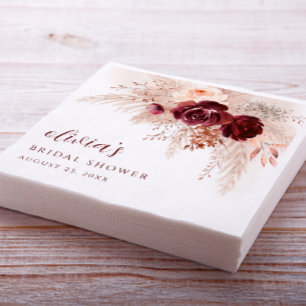 Boho Pampas Grass Rozen Wedding Vrijgezellenfeest Servet