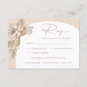 Boho Pampas Grass RSVP-antwoordkaart Informatiekaartje