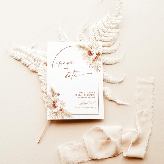 Boho Pampas Grass sparen de Datum Uitnodiging
