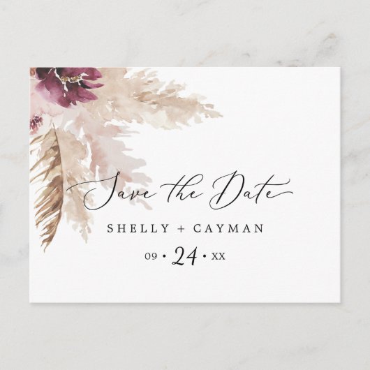 Boho Pampas Grass sparen het Briefkaart van de Dat (Voorkant)