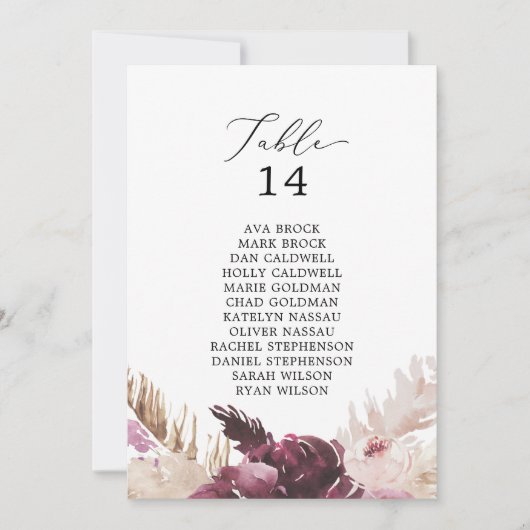 Boho Pampas Grass Table Number Kaarten (Voorkant)