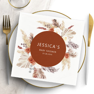 Boho Pampas Grass Terracotta Arch Baby shower Servet