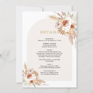 Boho Pampas Grass Terracotta Détails Invitation
