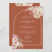 Boho Pampas Grass Terracotta Engagement Party Kaart (Voorkant / Achterkant)