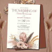 Boho Pampas Grass Terracotta Faire-part de mariage