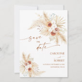 Boho Pampas grass Terracotta Save the Date Kaart (Voorkant)