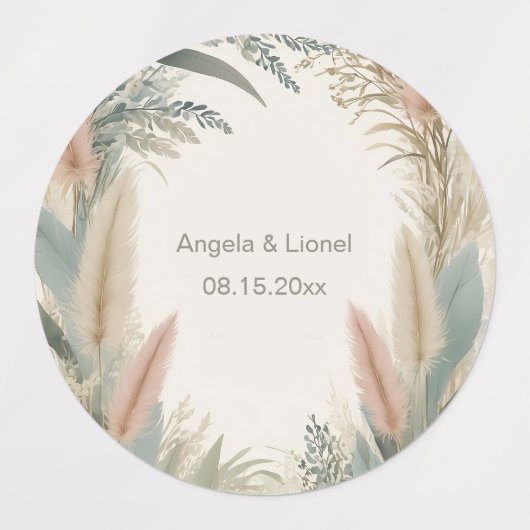 Boho Pampas Grass Terracotta Wedding Labels (Design 1)