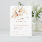 Boho Pampas Grass Terracotta Wedding RSVP Kaartje (Staand voorkant)