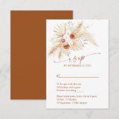 Boho Pampas Grass Terracotta Wedding RSVP Kaartje (Voorkant / Achterkant)