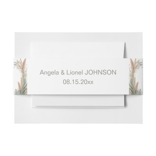 Boho Pampas Grass Terracotta Wedding Uitnodigingen Wikkel (Voorkant Voorbeeld)