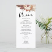 Boho Pampas Grass Terrain Mariage Menus (Debout devant)