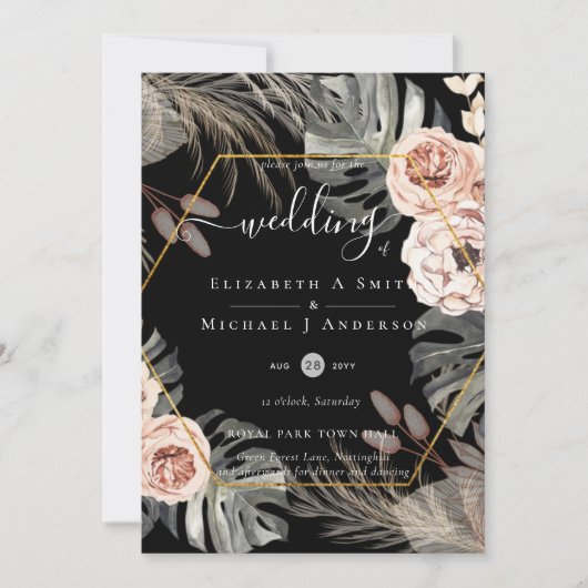 BOHO PAMPAS GRASS TROPICAL Weddenschap Kaart (Voorkant)