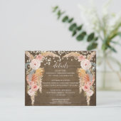 Boho Pampas Grass Twinkle Rustic - Gegevens Kaart (Staand voorkant)