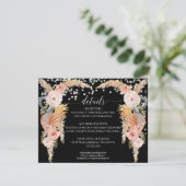 Boho Pampas Grass Twinkle Weddenschap Details Kaart (Staand voorkant)