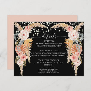 Boho Pampas Grass Twinkle Weddenschap Details Kaart