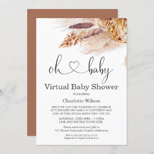 Boho Pampas Grass Virtual Baby shower Invitation Kaart