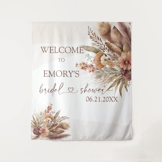 Boho Pampas Grass Vrijgezellenfeest Backdrop Wandkleed (Voorkant)