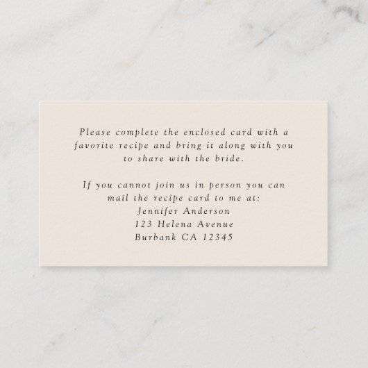 Boho Pampas Grass Vrijgezellenfeest Recipe Request Informatiekaartje (Achterkant)