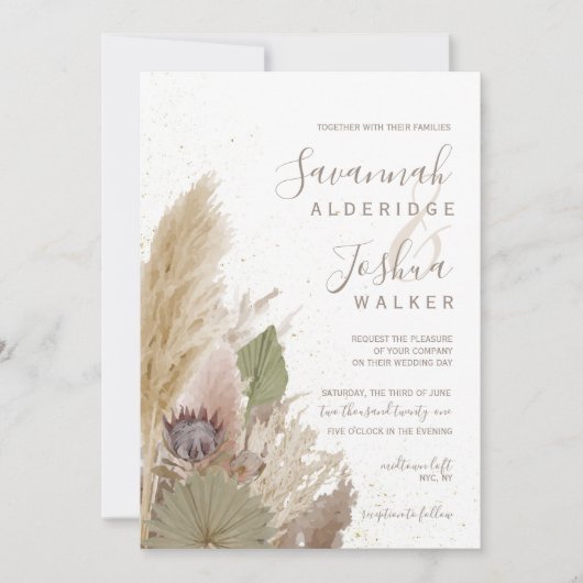 BOHO PAMPAS GRASS WATERCOLOR INVITATION (Devant)