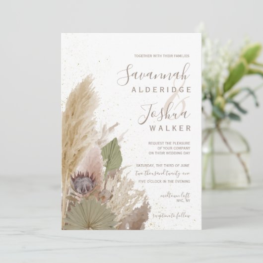 BOHO PAMPAS GRASS WATERCOLOR INVITATION (Debout devant)