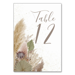 BOHO PAMPAS GRASS WATERCOLOR NUMÉRO DE TABLE